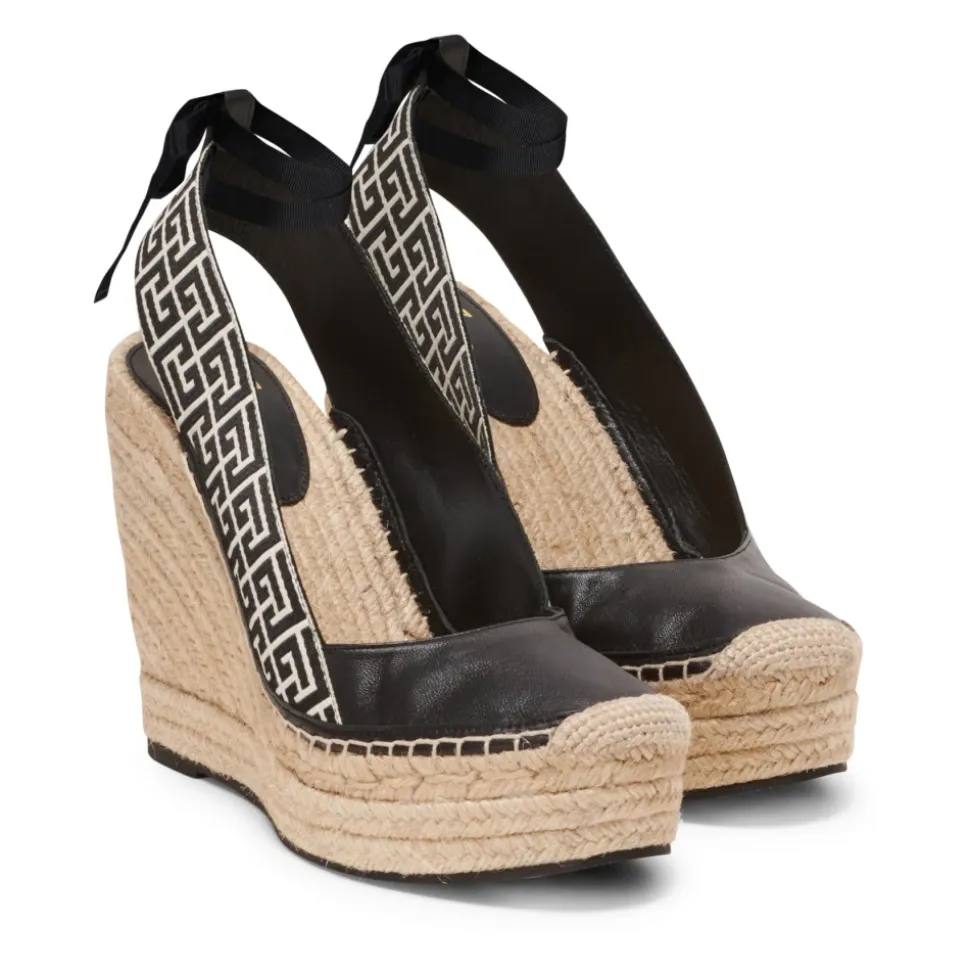 Alex monogram z żakardem i skórzane espadryle