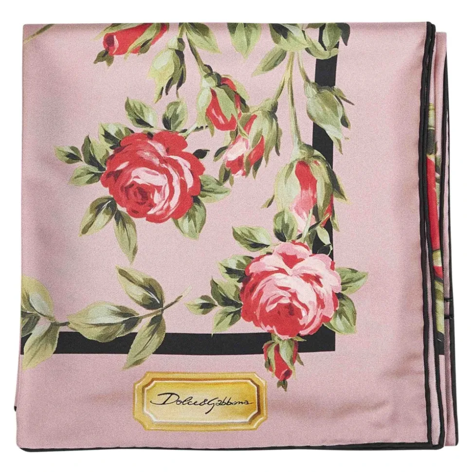 Apaszka z Twillu Jedwabnego w Kwiatowy Wzór Róż Rose Bouquet
