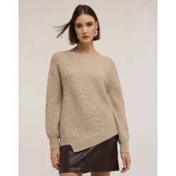 Asymmetrical Cable-Knit Sweater