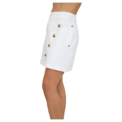 Asymmetrical Jewel-Button Skirt