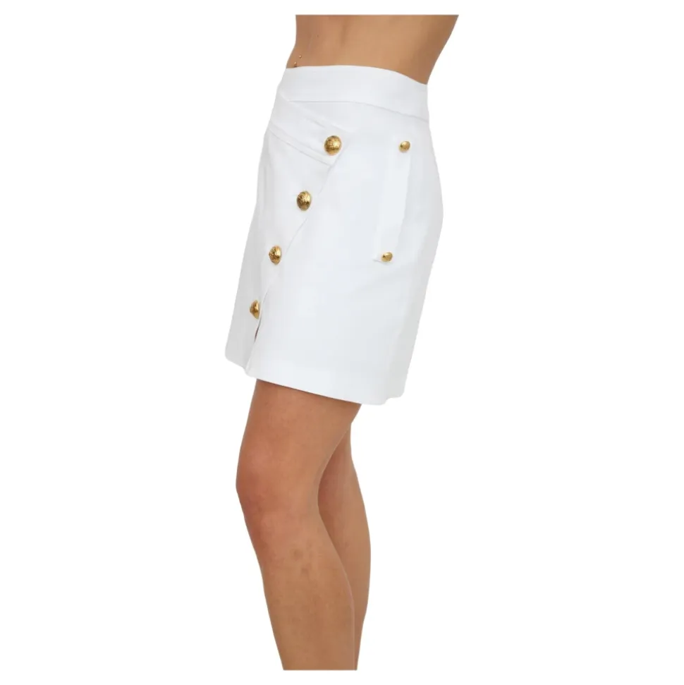 Asymmetrical Jewel-Button Skirt