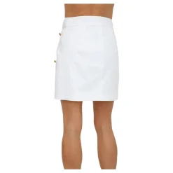 Asymmetrical Jewel-Button Skirt