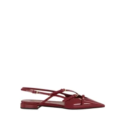 Baleriny typu slingback ze skóry lakierowanej z klamrami