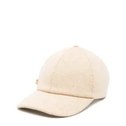 Beżowa czapka z wełny z logo Double G