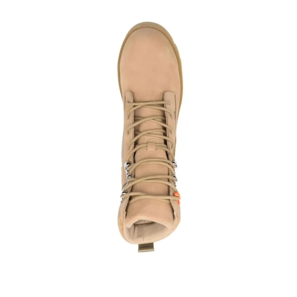 Beżowe sznurowane buty wojskowe