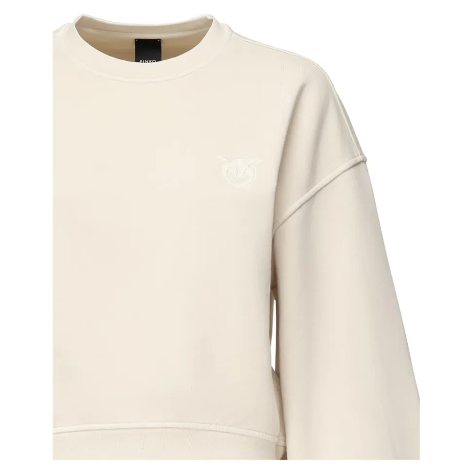 Beżowy Sweter z Bawełny, Luźny Krój, Długie Rękawy