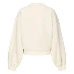 Beżowy Sweter z Bawełny, Luźny Krój, Długie Rękawy