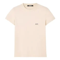 Beżowy T-shirt Gros Grain Stylowy Model