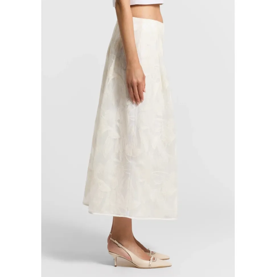 Bimaterial Midi Skirt