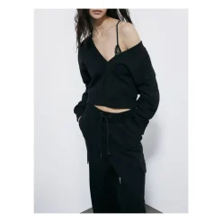 Bluza z Dekoltem w Serek i Dżetami