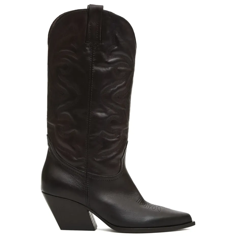 Brązowe Skórzane Buty Cowboy