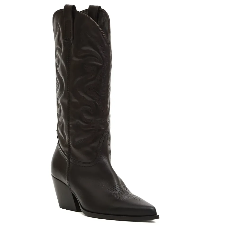 Brązowe Skórzane Buty Cowboy