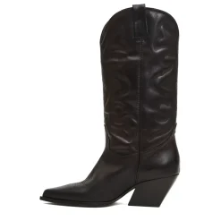 Brązowe Skórzane Buty Cowboy