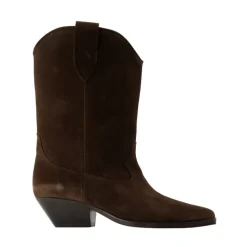 Brązowe Skórzane Buty - Zamszowa Skóra Cielęca