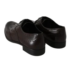 Brązowe skórzane Wingtip Brogue Flats