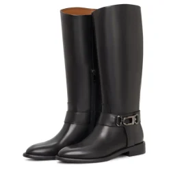 Buty jeździeckie z detalami klamry Dora - Czarne
