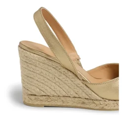 Carissa metaliczne espadryle z otwartym piętą i koturnem 9 cm.