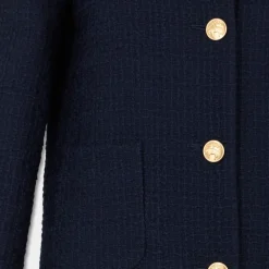 Collarless Gold Buttons Wool Jacket