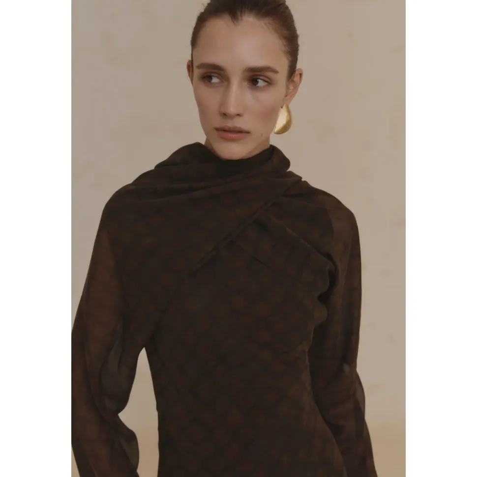 Copal, jedwabne mitenki z georgette w print ziemi-