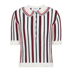 Crochet Stitch RWB Stripe Polo