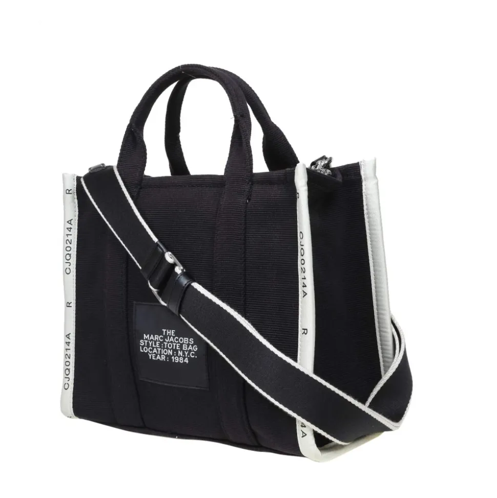 Czarna Torebka Shopper Jacquard Medium