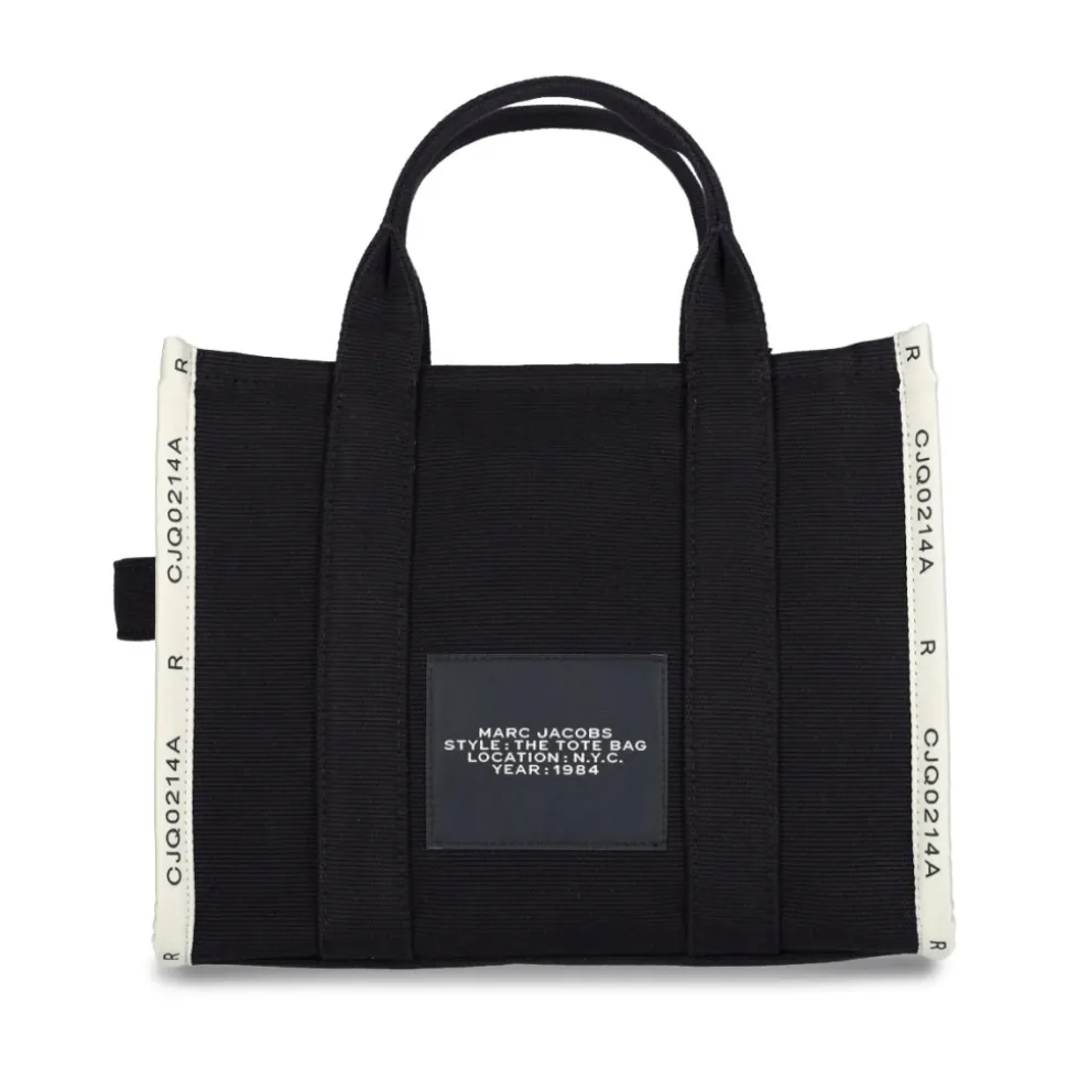 Czarna Torebka Shopper Jacquard Medium