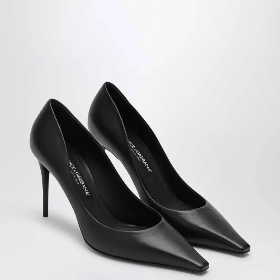 Czarne buty na wysokim obcasie decollete
