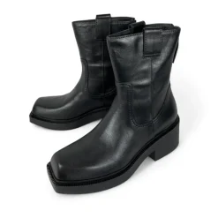 Czarne Cowboy Buty Western Skóra