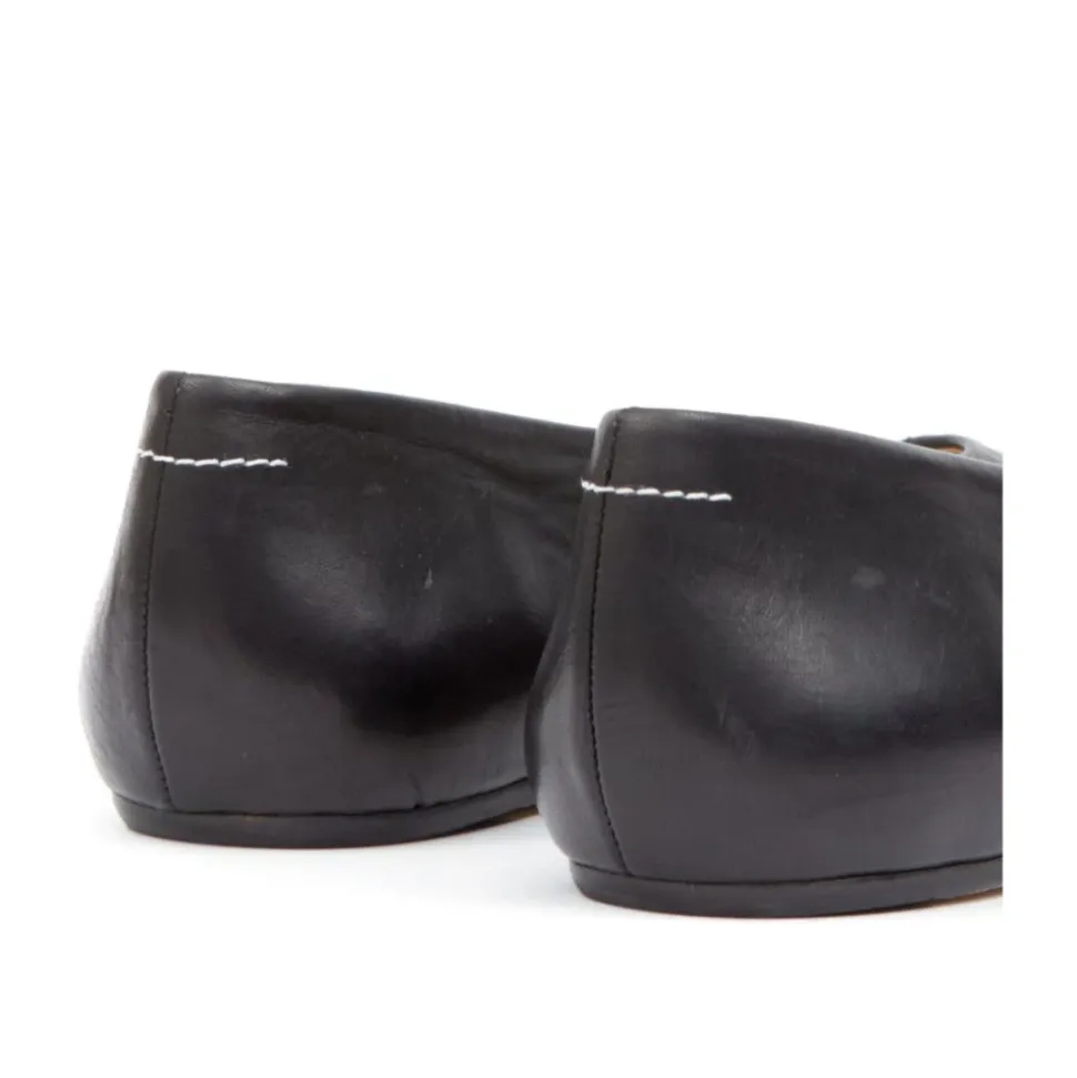 Czarne płaskie buty skórzane