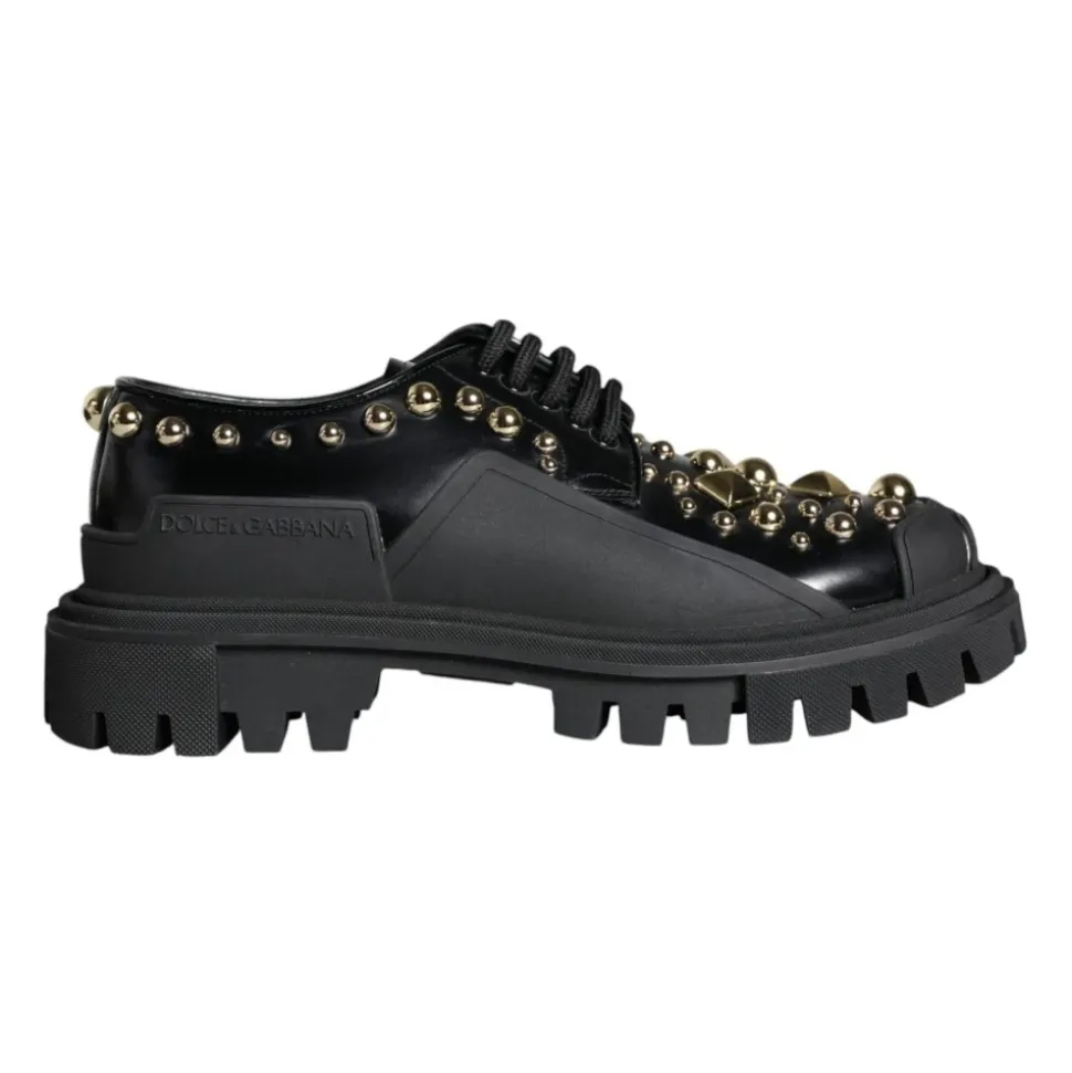 Czarne Skórzane Buty Trekkingowe Derby