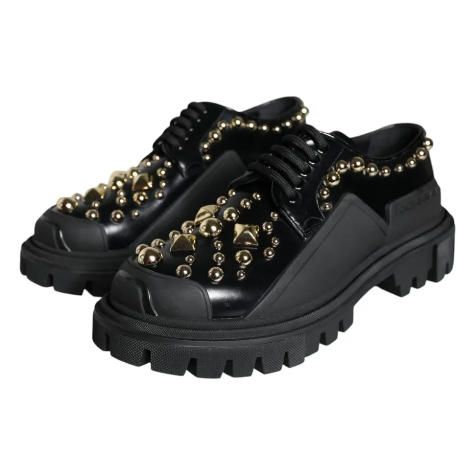 Czarne Skórzane Buty Trekkingowe Derby