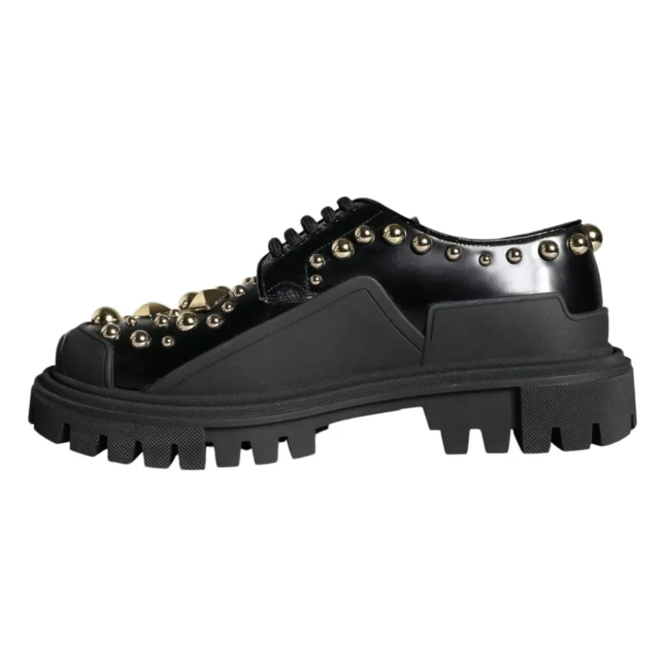 Czarne Skórzane Buty Trekkingowe Derby