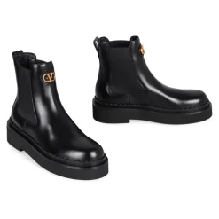 Czarne Skórzane Chelsea Boots Elastyczne Wstawki