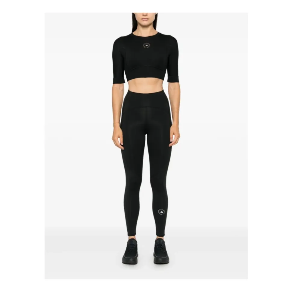Czarne Spodnie Stretch z Logo