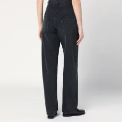 Czarne Straight Jeansy dla Kobiet