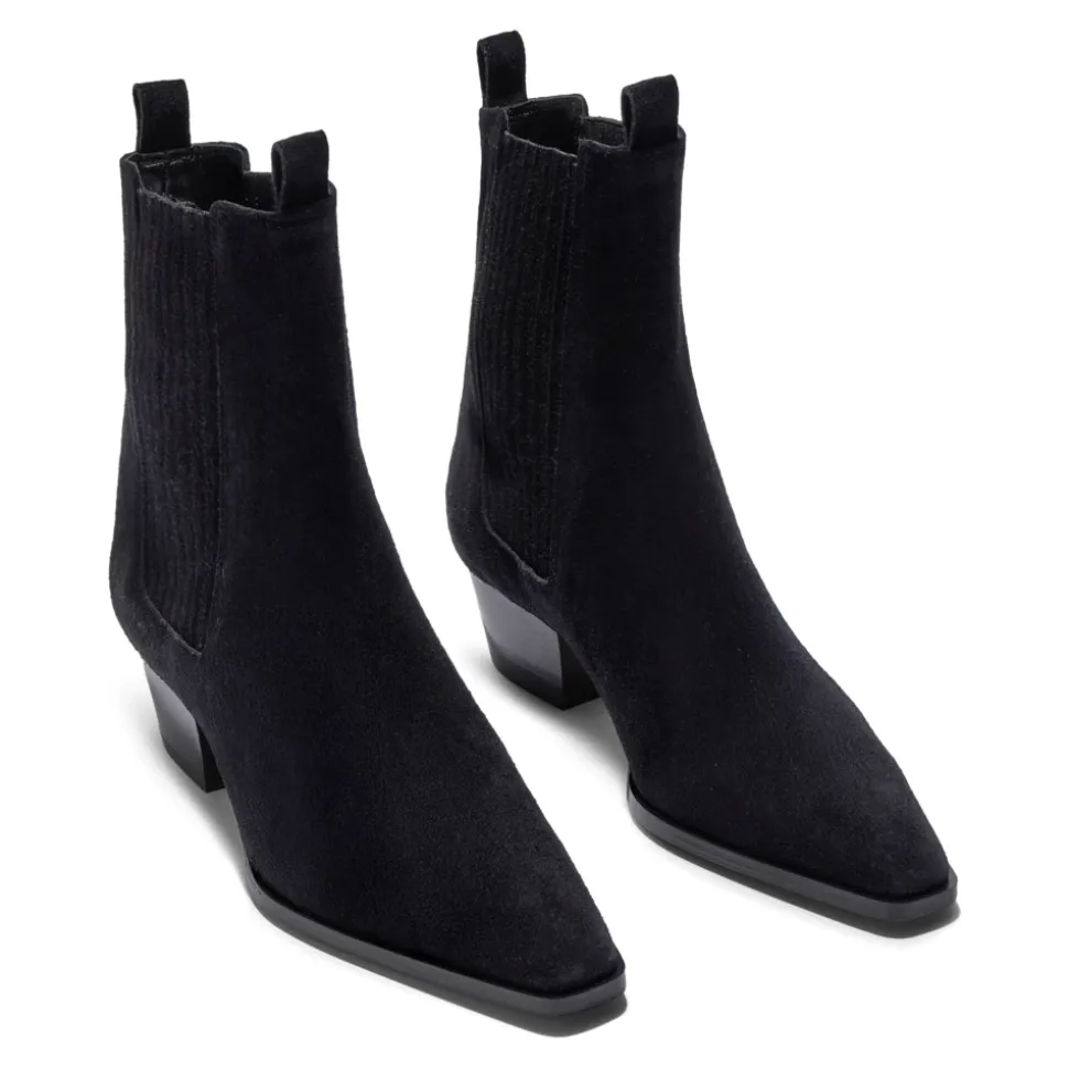 Czarne Zamszowe Skórzane Buty