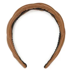 Elegancka skórzana opaska do włosów z małym monogramem