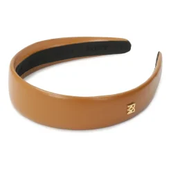 Jasnobrązowa opaska do włosów z małym monogramem