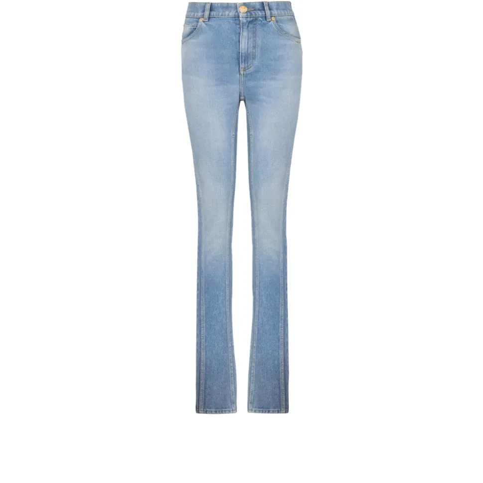 Jasnoniebieskie dżinsy slim-fit z denimu