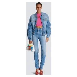 Jasnoniebieskie dżinsy slim-fit z denimu