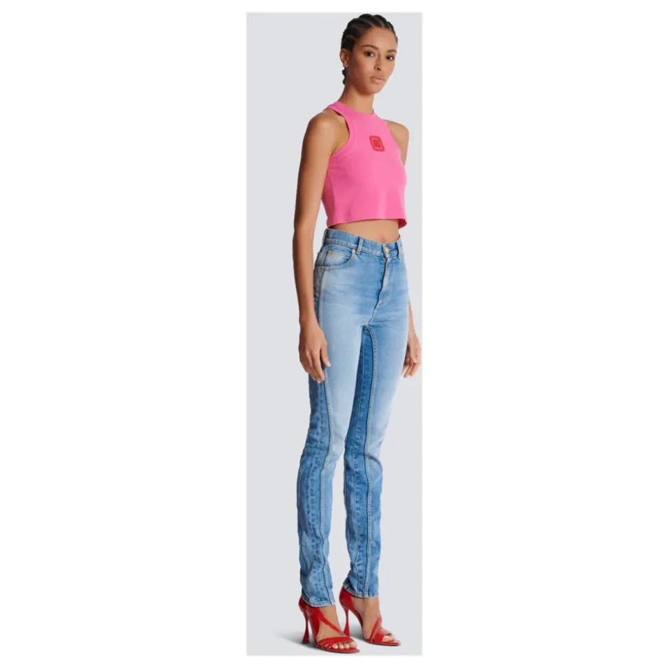Jasnoniebieskie dżinsy slim-fit z denimu