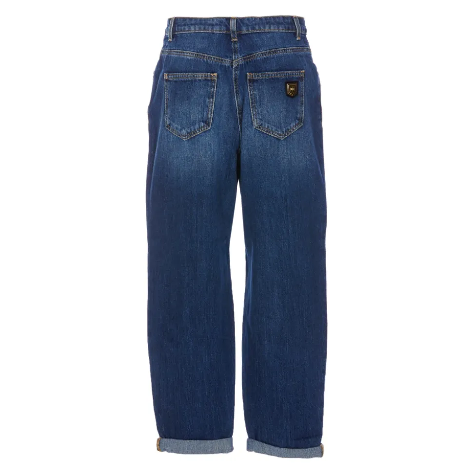 Jeansy Denim z Zapięciem na Guziki z Przodu