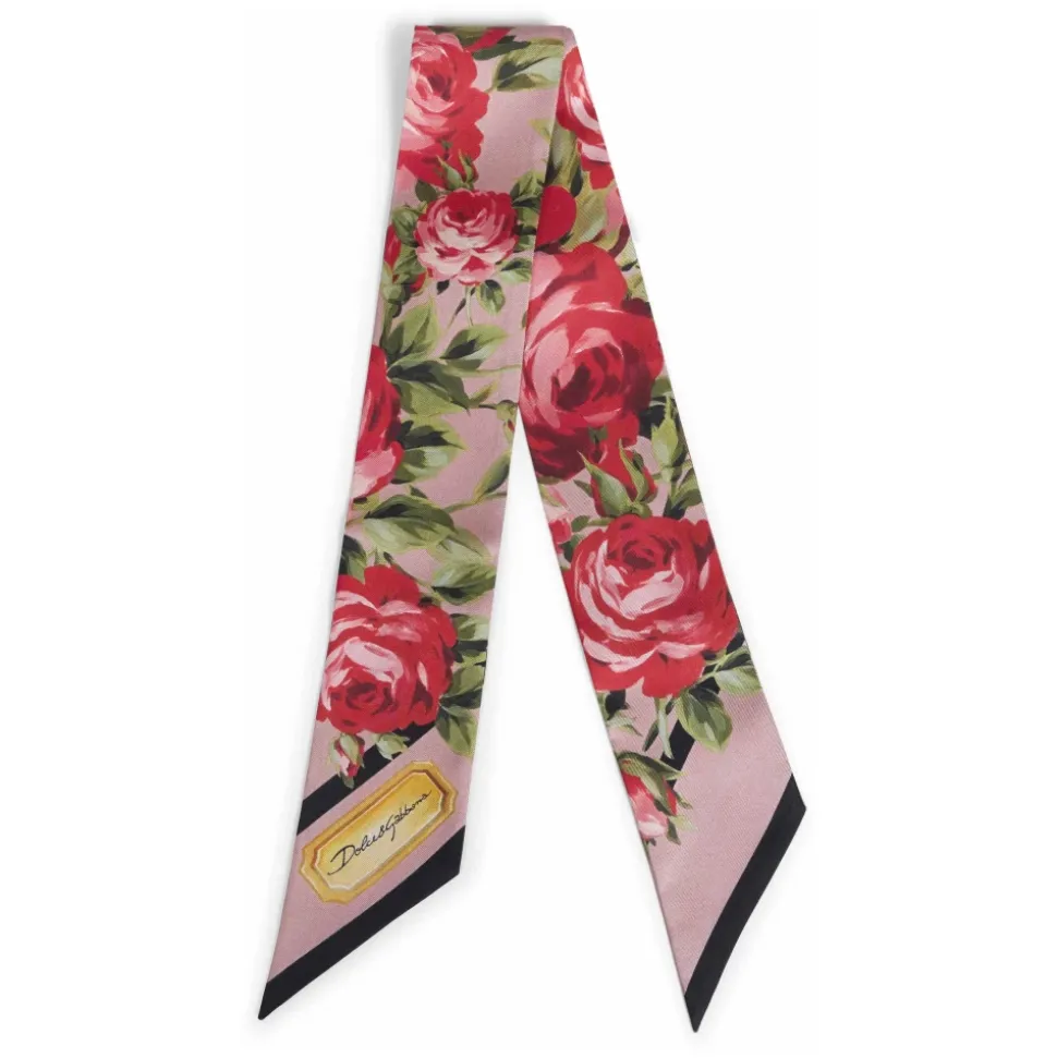 Jedwabna apaszka bandeau w kwiatowy wzór Rose Bouquet