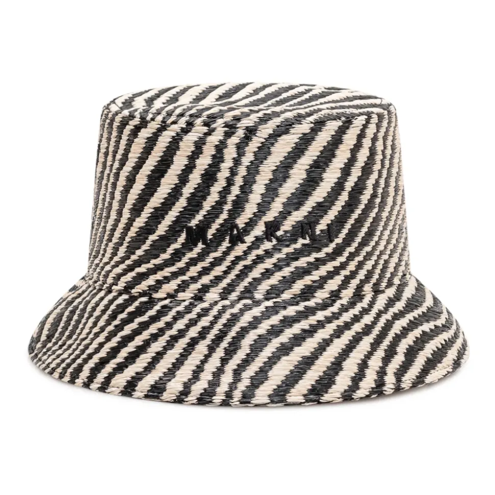 Kapelusz typu bucket z rafii z haftowanym logo