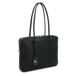 Klasyczna czarna skórzana torba na laptopa
