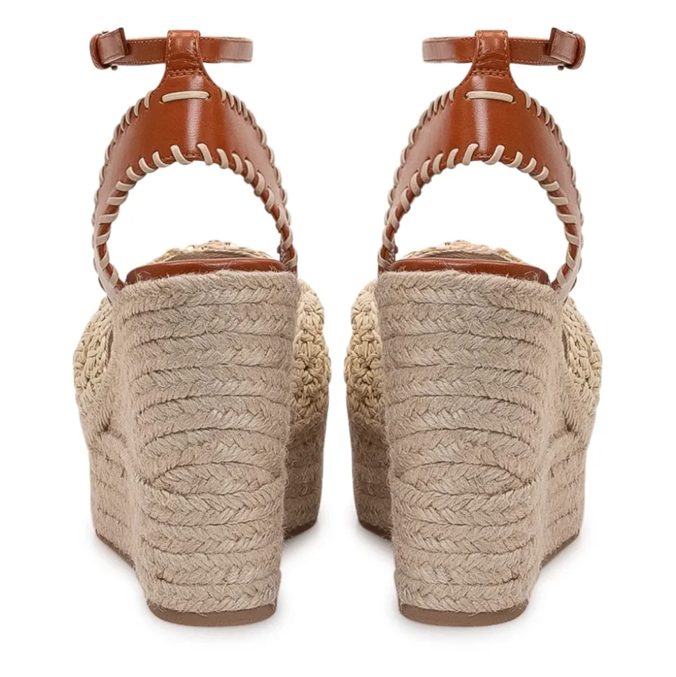 Klinowe espadryle na platformie skórzane 120