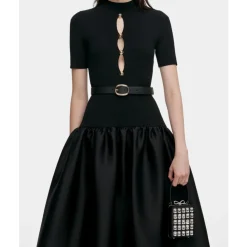 Knit Taffeta Midi Dress