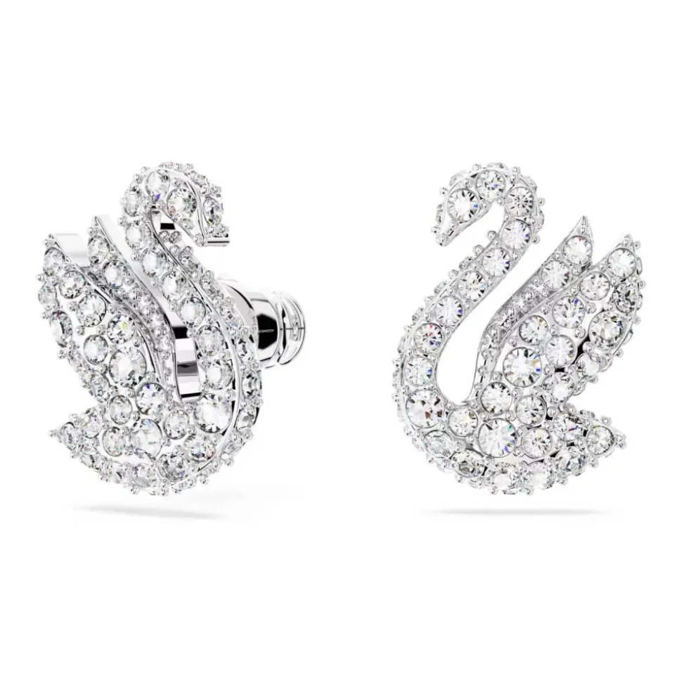 Kolczyki Damskie Łabędź Biały Rodowany SWAN 5647873