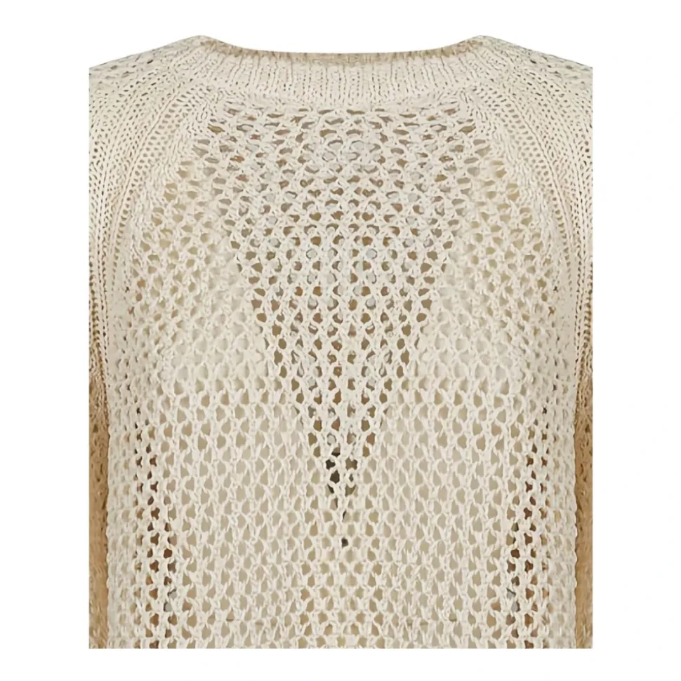 Krótki sweter z bawełny szydełkowej