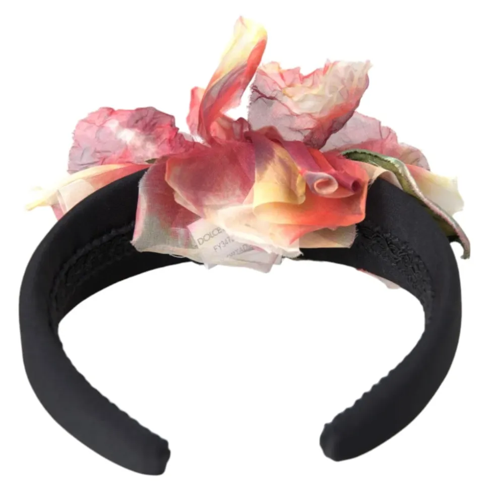 Kwiatowy Czarny Diadem Opaska Diademowa